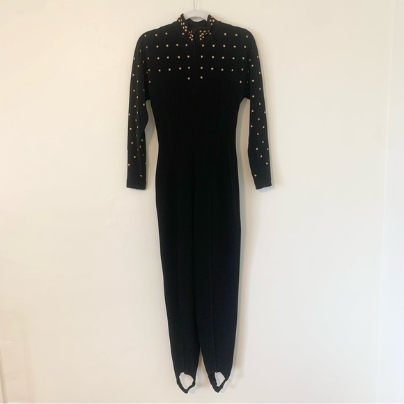 Vintage Tadashi 80’s Star Studded Stirrup Catsuit Jumpsuit